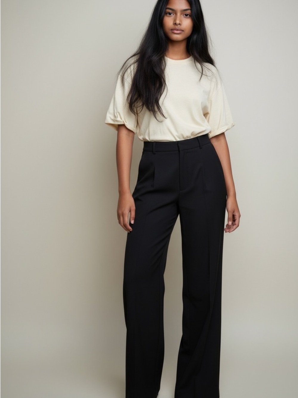 Lauren Ralph Lauren Classic Black Wool Straight -Leg Trousers Closet Staple
